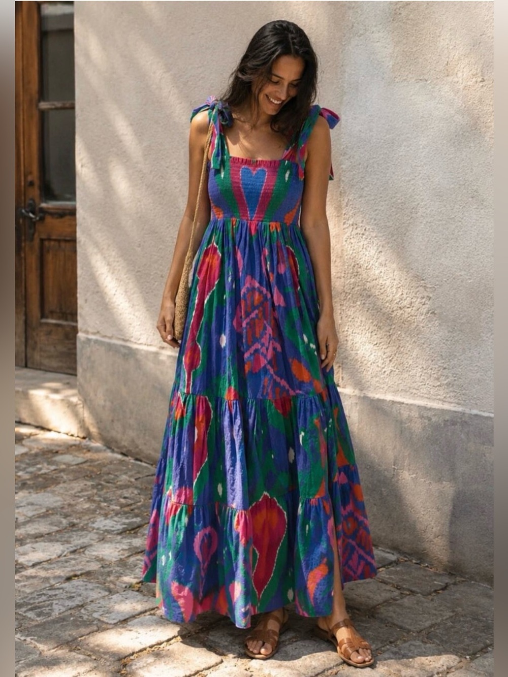 SHERIDAN FRENCH Purple Print Maxi Dress Size Large